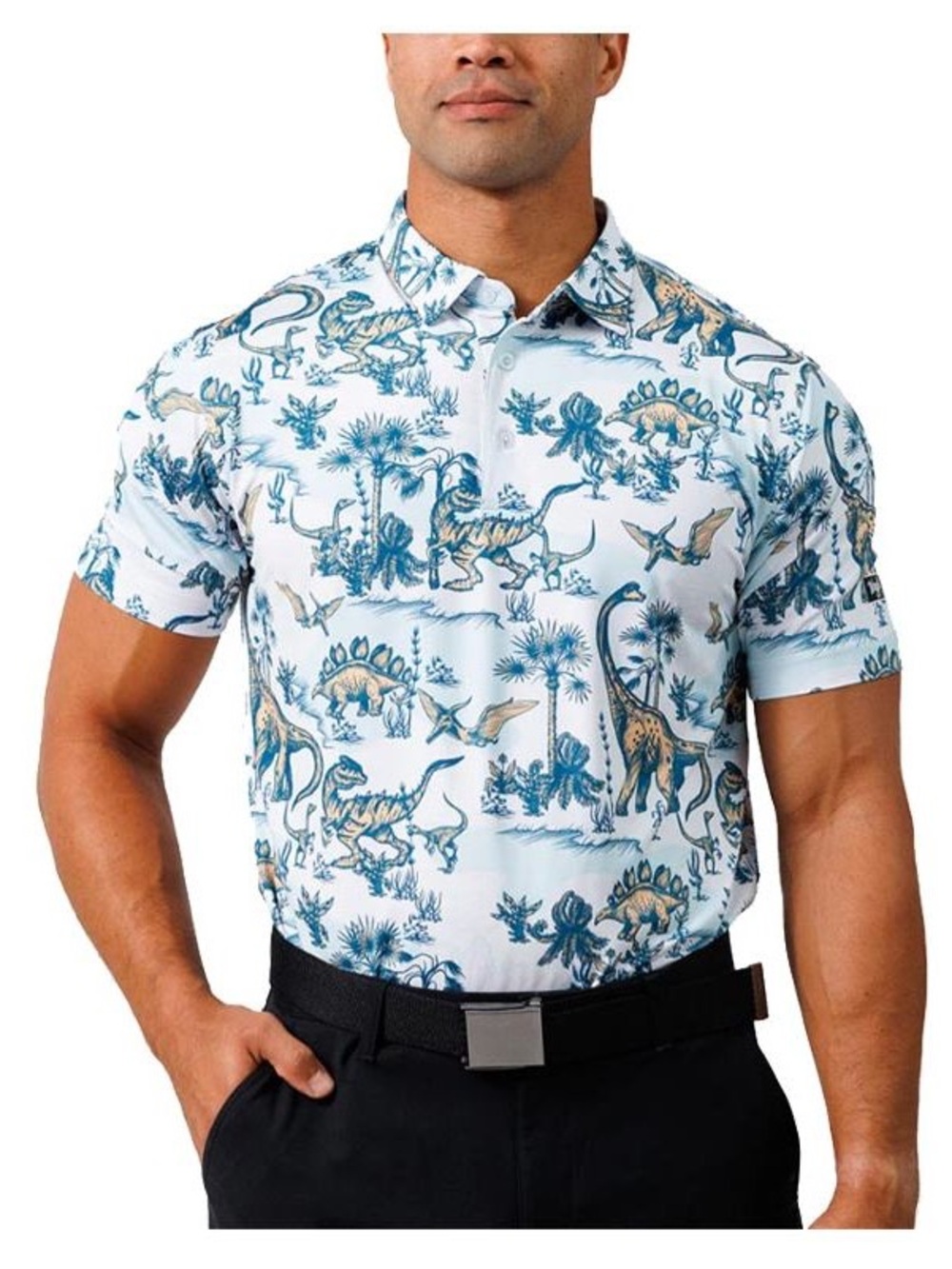 Waggle Land Before Waggle Dinosaurs Performance Golf Polo Shirt XL golf dry fit